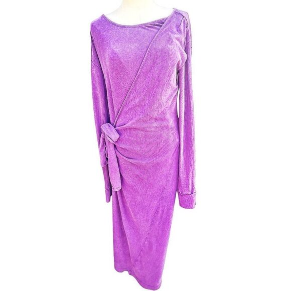 Free People Molly Purple Side Tie Midi Dress Size Medium - Picture 2 of 6